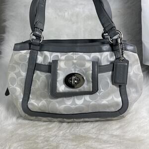 COACH Cricket Signature Deluxe F14934 Grey Tote Satchel Handbag Shoulder Bag